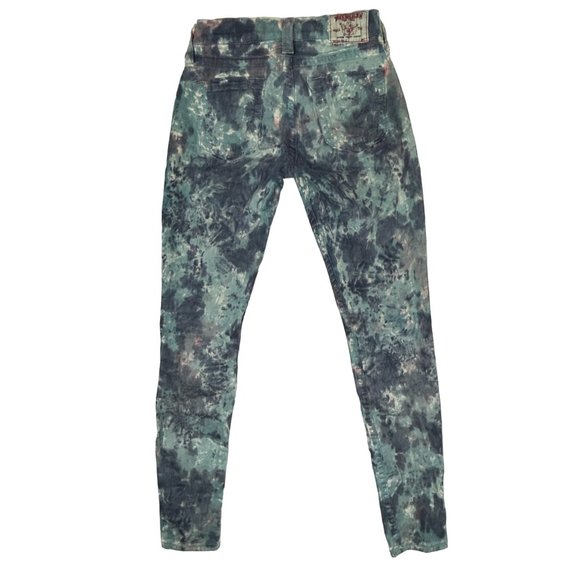 True Religion Jeans Women 24x28.5 Halle Tie Dye Blue Skinny Ankle Stretch - Picture 2 of 15